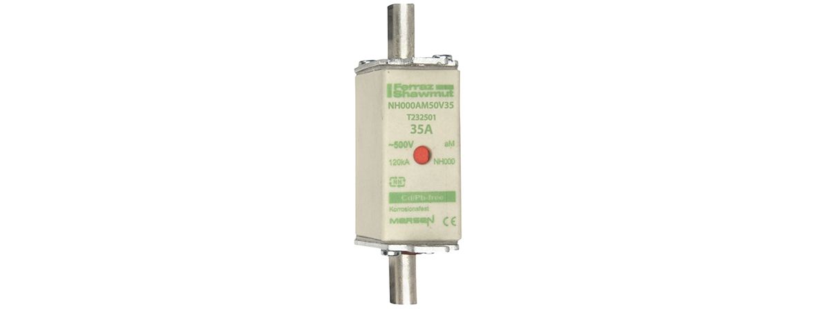 T232501 - NH fuse-link aM, 500VAC, size 000, 35A double indicator/live tags